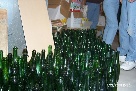 Lots and lots of bottles waiting their turn to be filled.