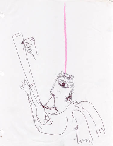 Sketch: An angel playing a flute, by Judd Schiffman.  Copyright © 2003, Judd Schiffman.
