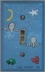 Photo: Painted switchplate of 'Kilroy was here', by Marguerite Williams.