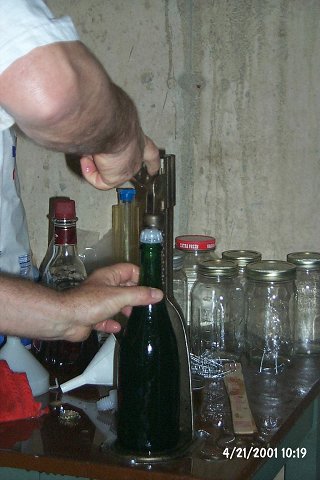 After disgorging the yeast remnants, brandy/sugar mixture is added to alleviate the dryness of the champagne, and then the bottle is capped.