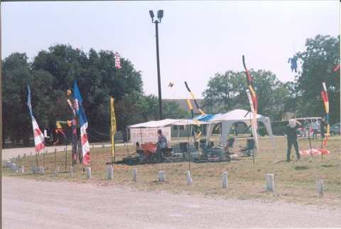 The beginings of a miniature tent city.  Several more tents were added.  Given the omnipresent sunshine, they were a necessity.