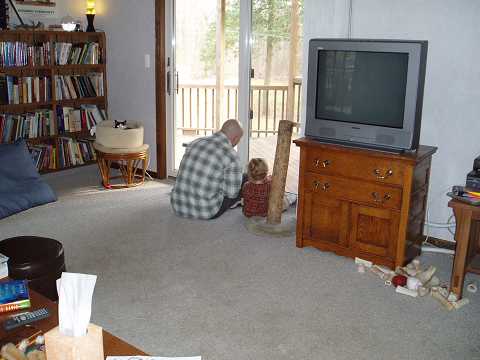 Dylan and his dad bird-watching. Mollie takes a break.
